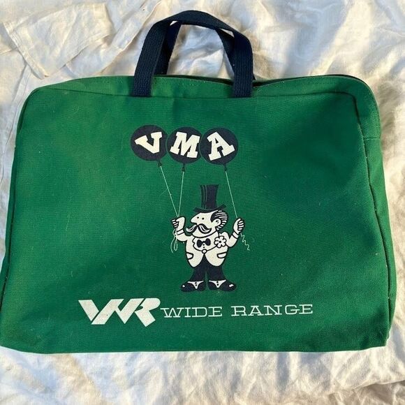Vintage 70s FABRIKO Balloon Man Canvas BOOK BAG Briefcase vma Wide Range - Picture 1 of 7